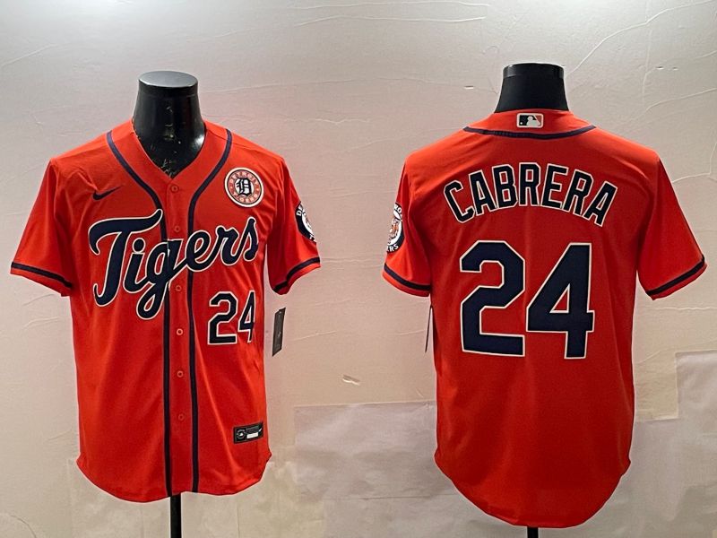 Men Detroit Tigers #24 Cabrera Orange Game 2025 Nike MLB Jersey style 2->houston astros->MLB Jersey